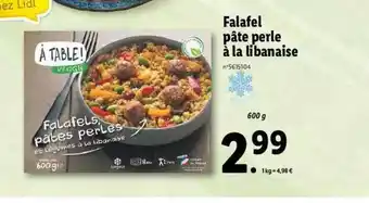 Lidl Falafel Pâte Perle à La Libanaise offre