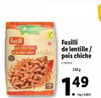 Lidl Fusilli De Lentille - Pois Chiche offre