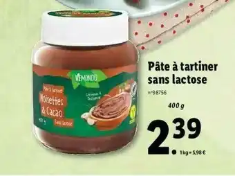 Lidl Pâte à Tartiner Sans Lactose offre