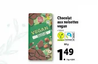 Lidl Chocolat Aux Noisettes Vegan offre