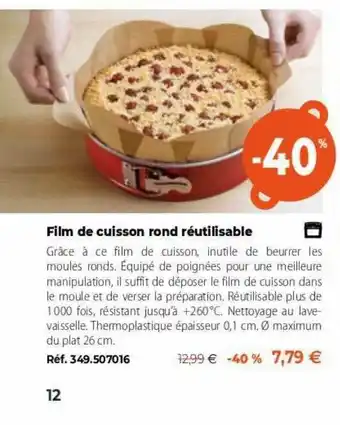 Mathon Film De Cuisson Rond Réutilisable offre