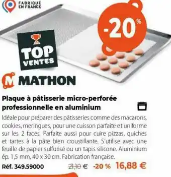 Mathon Plaque à Pâtisserie Micro-perforée Professionnelle En Aluminium Mathon offre