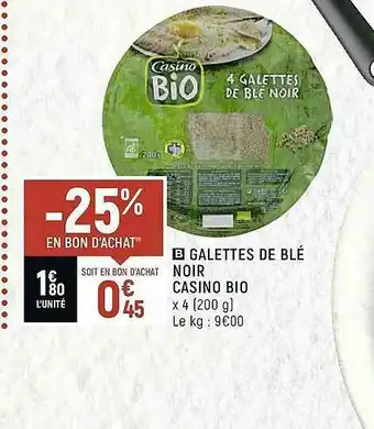 Spar Galettes De Blé Noir Casino Bio offre