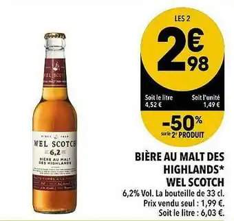 Supeco Bière Au Malt Des Highlands Wel Scotch offre
