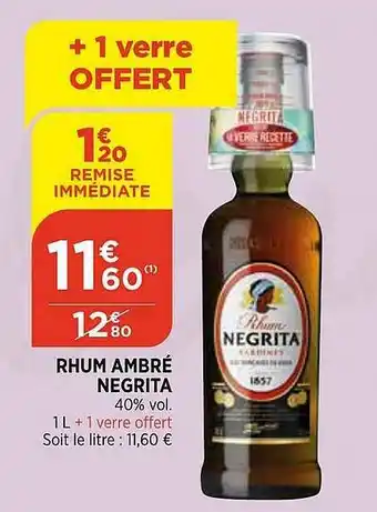 Maximarché Rhum Ambré Negrita offre