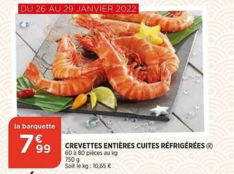 Maximarché Crevettes Entières Cuites Réfrigérées offre