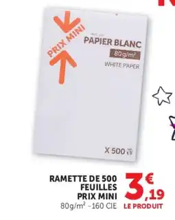 Hyper U PRIX MINI PAPIER BLANC offre
