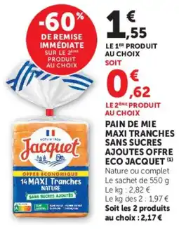 Hyper U Jacquet Pain de mie maxi tranches offre