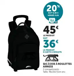 Hyper U AIRINESS SAC À DOS À ROULETTES offre