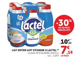 Super U Lactel LAIT ENTIER UHT VITAMINE D offre