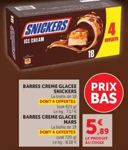 Super U SNICKERS BARRES CREME GLACEE offre