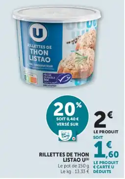 Hyper U U Rillettes de thon listao offre