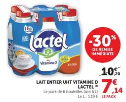 Hyper U Lactel LAIT ENTIER UHT offre