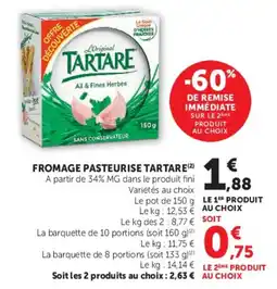 Hyper U TARTARE Fromage Pasteurise offre