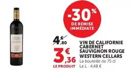 Hyper U WESTERN CELLARS VIN DE CALIFORNIE CABERNET SAUVIGNON ROUGE offre