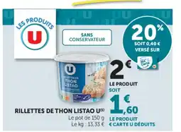 U Express Rillettes de thon Listao U offre