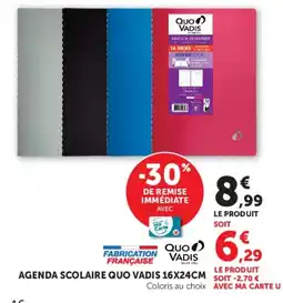 Hyper U QUO VADIS AGENDA SCOLAIRE offre