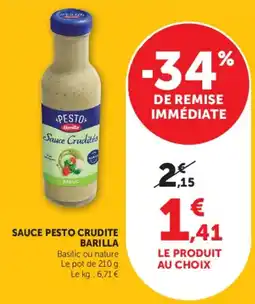 Hyper U Barillla Sauce Crudité offre