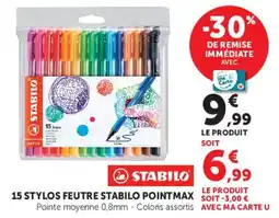 Hyper U STABILO 15 STYLOS FEUTRE STABILO POINTMAX offre