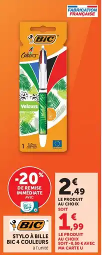 Hyper U BIC Stylo à bille 4 couleurs offre