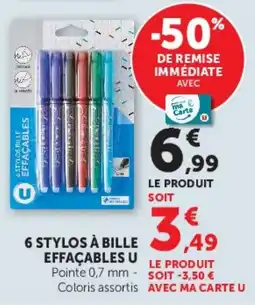 Hyper U STYLOS À BILLE U offre