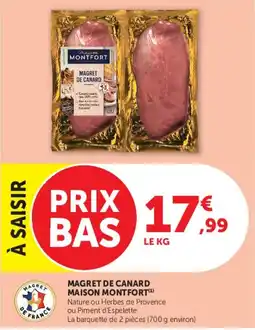 Hyper U MAISON MONTFORT MAGRET DE CANARD offre