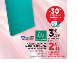 Hyper U EXACOMPTA CLASSEUR EXTRA LARGE offre