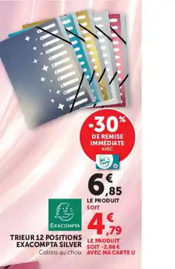 Hyper U Exacompta trieur 12 positions silver offre