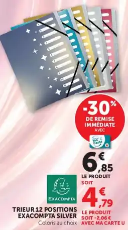 Hyper U Exacompta Trieur 12 positions Silver offre