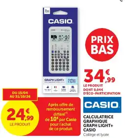 Hyper U CASIO CALCULATRICE GRAPHIQUE GRAPH LIGHT+ offre