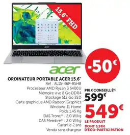 Hyper U acer ORDINATEUR PORTABLE 15.6" offre