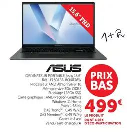 Hyper U ASUS ORDINATEUR PORTABLE offre