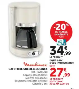 Hyper U Moulinex Cafetiere Soleil offre