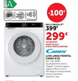 Hyper U CANDY LAVE-LINGE FRONTAL 8 KG offre