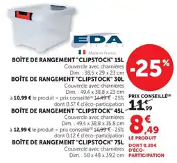 Hyper U EDA BOÎTE DE RANGEMENT "CLIPSTOCK" offre