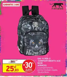 Intermarché AIRNESS SAC À DOS 2 COMPARTIMENTS ACE NOIR offre