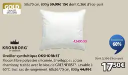 JYSK KRONBORG OREILLER SYNTHÉTIQUE OKSHORNET offre