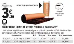 E.Leclerc Brico EKOROLL ROULEAU DE LAINE DE VERRE offre