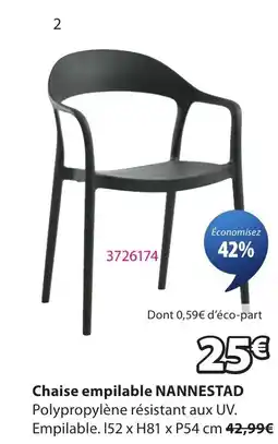 JYSK NANNESTAD Chaise empilable offre