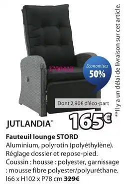 JYSK JUTLANDIA Fauteuil lounge STORD offre