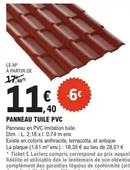 E.Leclerc Brico PANNEAU TUILE PVC offre