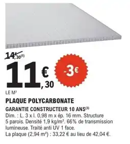 E.Leclerc Brico PLAQUE POLYCARBONATE offre