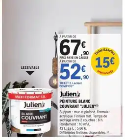 E.Leclerc Brico Julien Peinture Blanc Couvrant offre