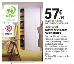 E.Leclerc Brico Optimum PORTES DE PLACARD COULISSANTES offre