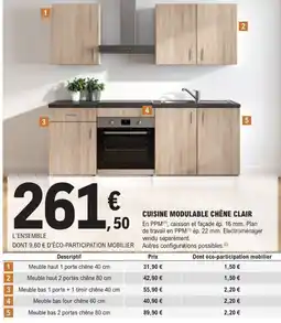 E.Leclerc Brico Cuisine modulable chêne clair offre