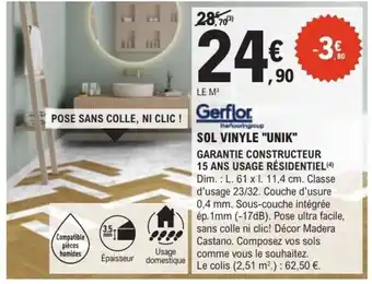 E.Leclerc Brico Gerflor SOL VINYLE "UNIK" offre