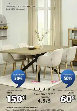 JYSK NORTOFT Table + ADSLEV Chaise offre