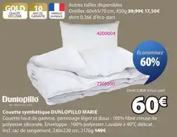 JYSK Dunlopillo Couette synthétique DUNLOPILLO MARIE offre