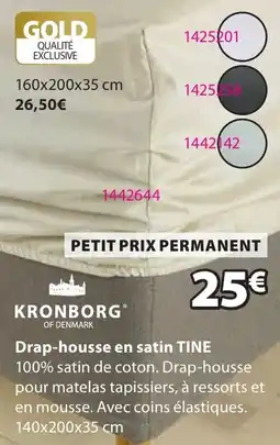 JYSK KRONBORG Drap-housse en satin TINE offre