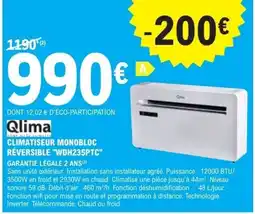 E.Leclerc Brico Qlima CLIMATISEUR MONOBLOC RÉVERSIBLE "WDH235PTC" offre